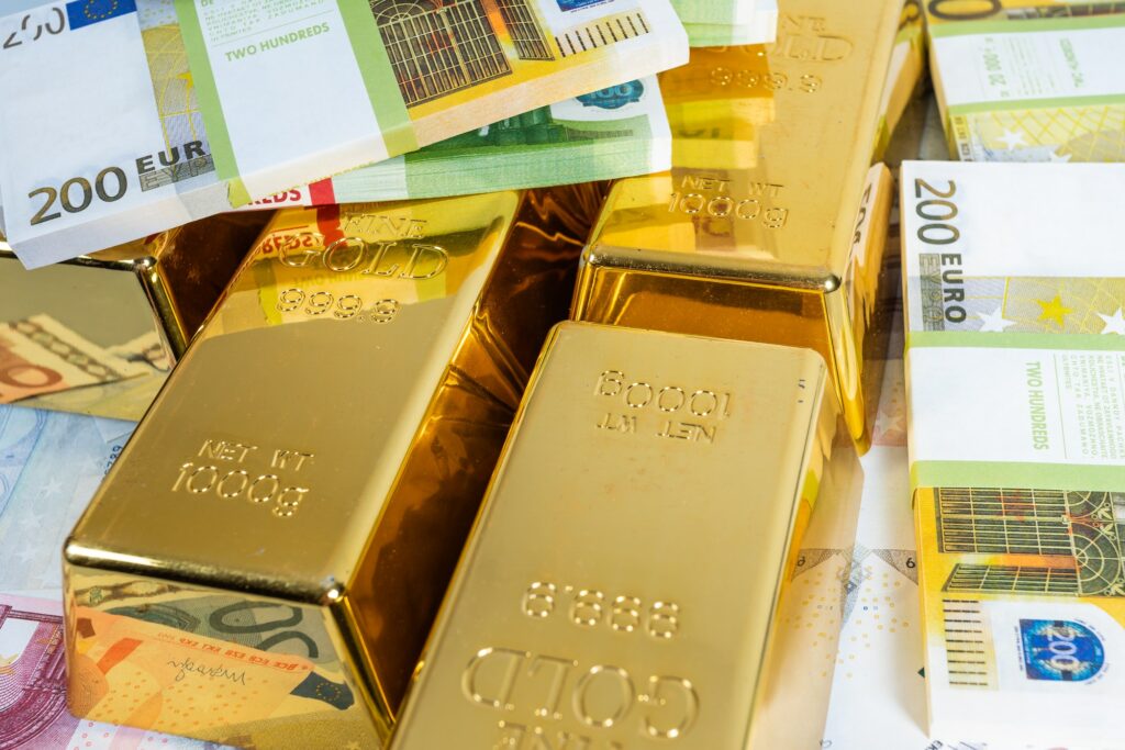 Money and Gold. gold bullions. Financial concept