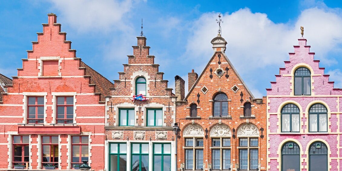 Houses at Market square in Bruges