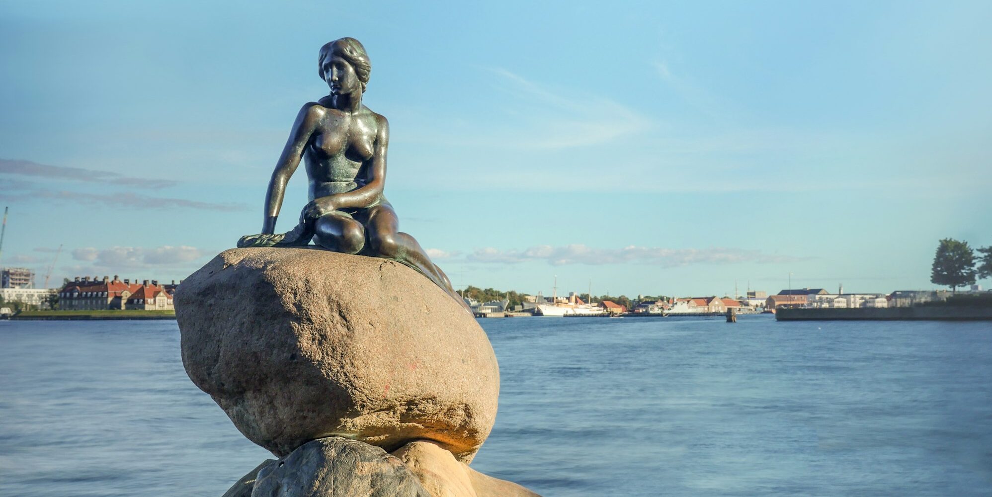 Little Mermaid statue on rock in Denmark