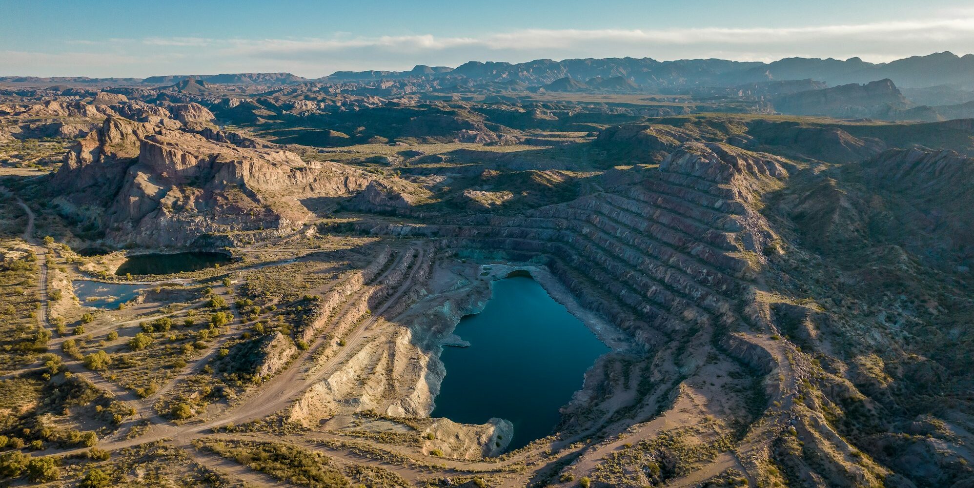 Old open pit uranium mine. Aerial view.